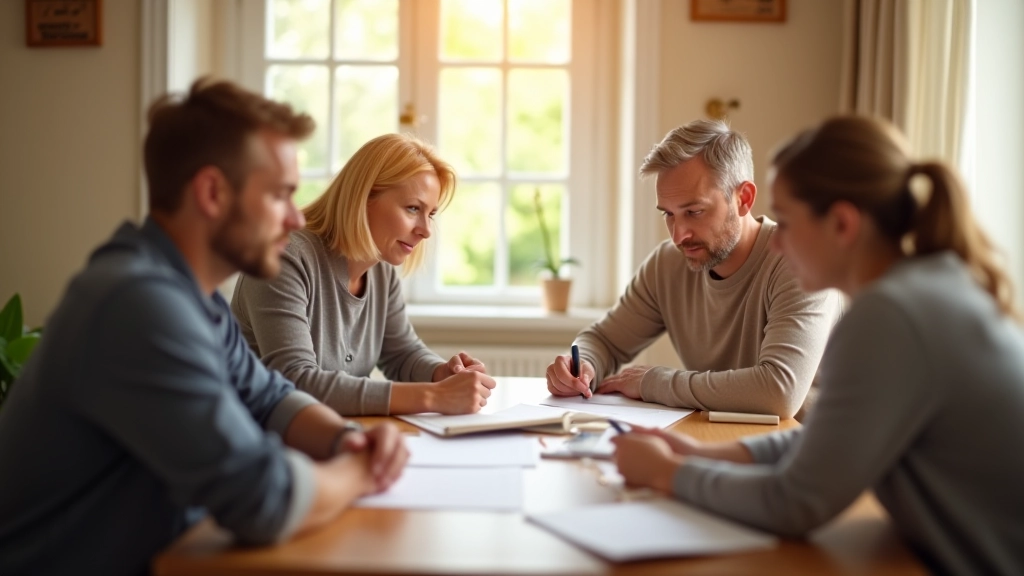 Familiengespräch am Esstisch, offene Diskussion über finanzielle Planung