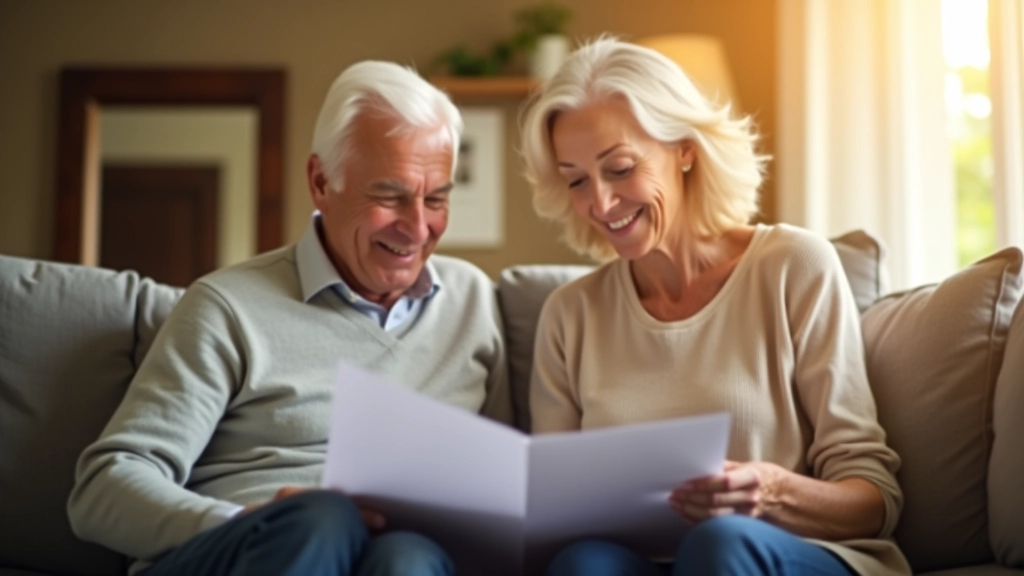 Senioren schauen sich gemeinsam Erbschaftsdokumente an und besprechen Planung