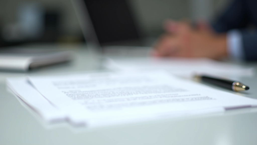 Dokumentenstapel mit Unterschriftenlinien auf Schreibtisch, Kugelschreiber daneben, professionelles Bürolicht