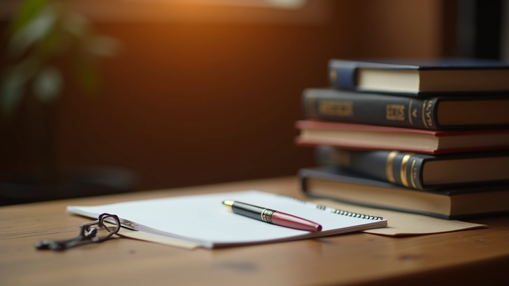 Dokumentenstapel mit Gesetzbüchern und Notizblöcken zum Thema Erbrecht